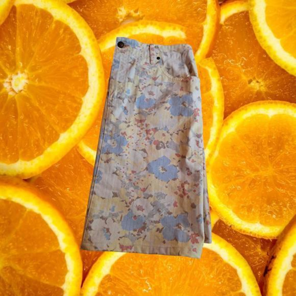 Liz Claiborne Blue and Yellow Floral Mini Skirt Size 10